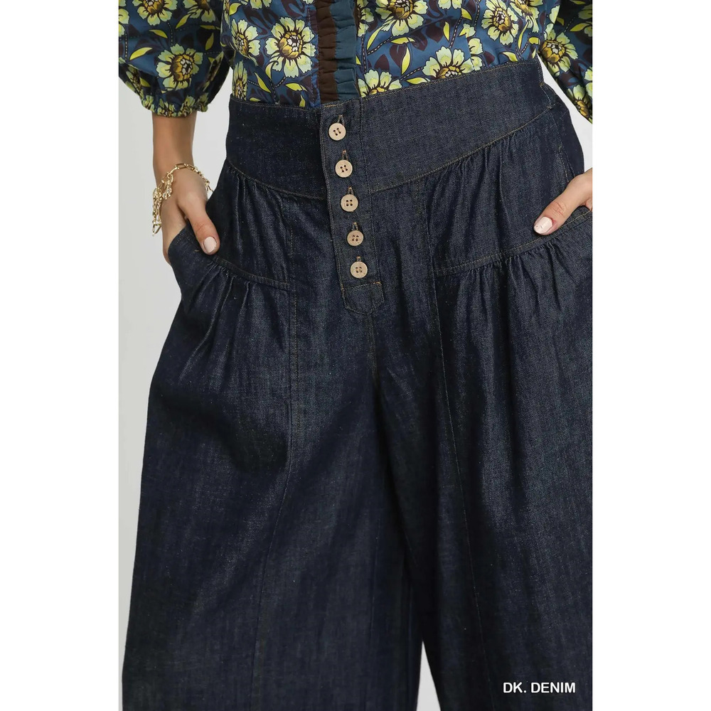 K1263 DD Umgee Stone Washed Wide-Leg Culottes Various Sizes - Picture 4 of 5